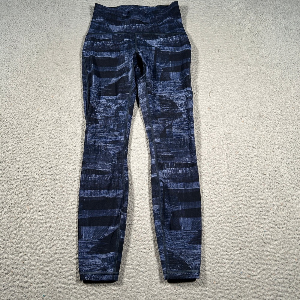 Lululemon Leggings Womens 4 Midnight‎ Naby Mesh Panel Pants Train Times